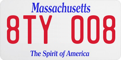 MA license plate 8TY008