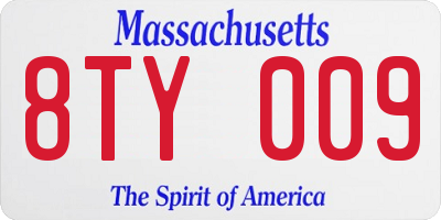 MA license plate 8TY009