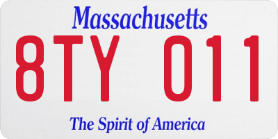 MA license plate 8TY011
