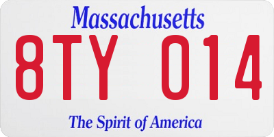 MA license plate 8TY014