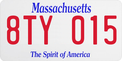 MA license plate 8TY015