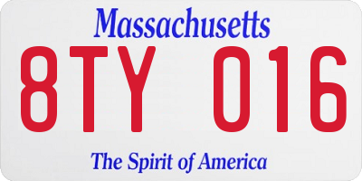 MA license plate 8TY016