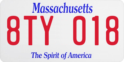 MA license plate 8TY018
