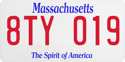 MA license plate 8TY019