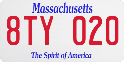 MA license plate 8TY020