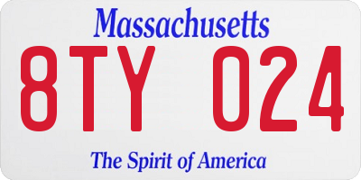 MA license plate 8TY024