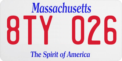 MA license plate 8TY026