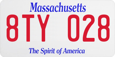 MA license plate 8TY028