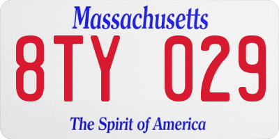 MA license plate 8TY029
