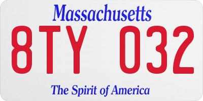 MA license plate 8TY032