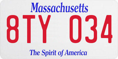 MA license plate 8TY034