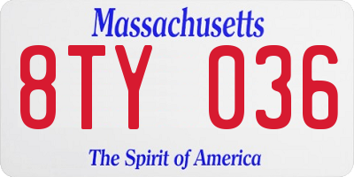 MA license plate 8TY036