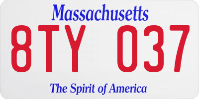 MA license plate 8TY037