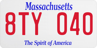 MA license plate 8TY040
