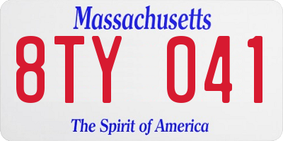 MA license plate 8TY041