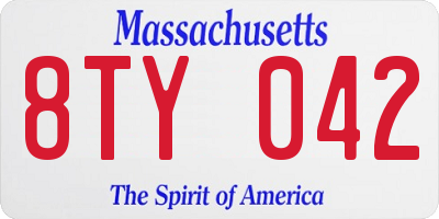MA license plate 8TY042
