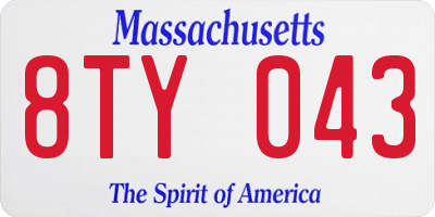 MA license plate 8TY043