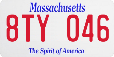 MA license plate 8TY046