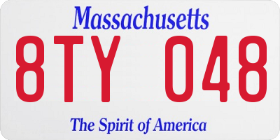 MA license plate 8TY048