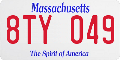 MA license plate 8TY049