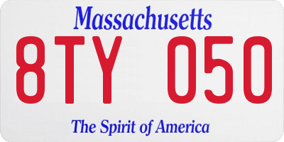 MA license plate 8TY050