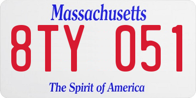 MA license plate 8TY051