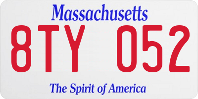MA license plate 8TY052