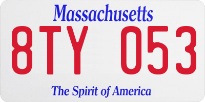 MA license plate 8TY053