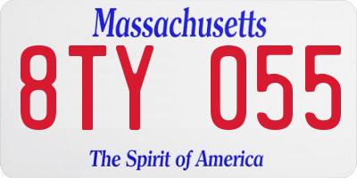MA license plate 8TY055