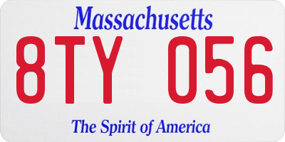 MA license plate 8TY056