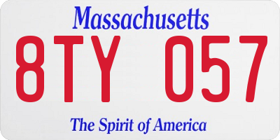MA license plate 8TY057