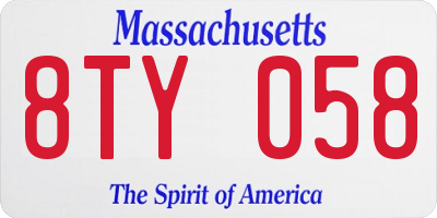 MA license plate 8TY058