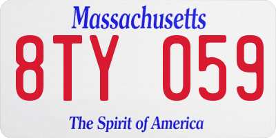 MA license plate 8TY059