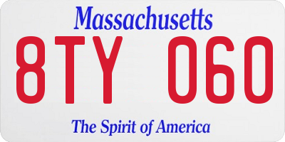 MA license plate 8TY060