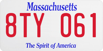 MA license plate 8TY061