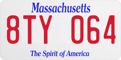 MA license plate 8TY064