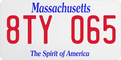 MA license plate 8TY065