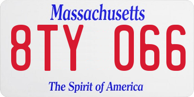 MA license plate 8TY066
