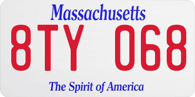 MA license plate 8TY068