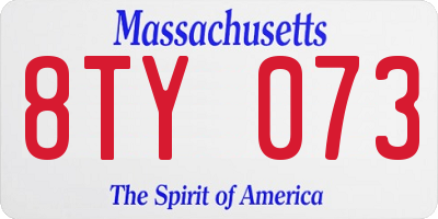 MA license plate 8TY073