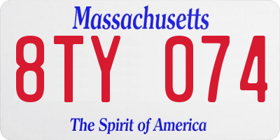 MA license plate 8TY074