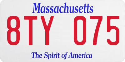 MA license plate 8TY075