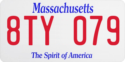 MA license plate 8TY079