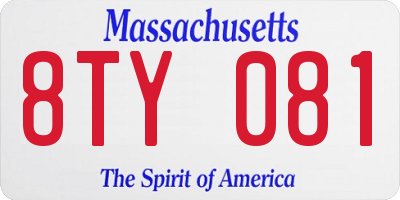 MA license plate 8TY081