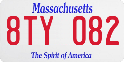 MA license plate 8TY082