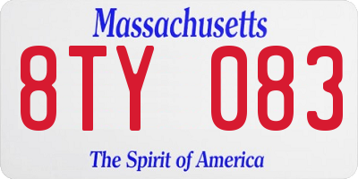 MA license plate 8TY083
