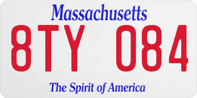 MA license plate 8TY084