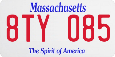 MA license plate 8TY085