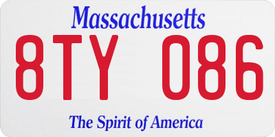 MA license plate 8TY086