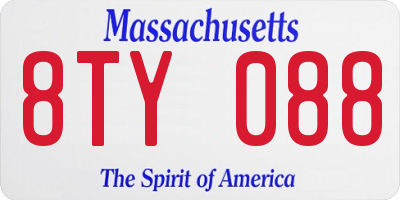 MA license plate 8TY088